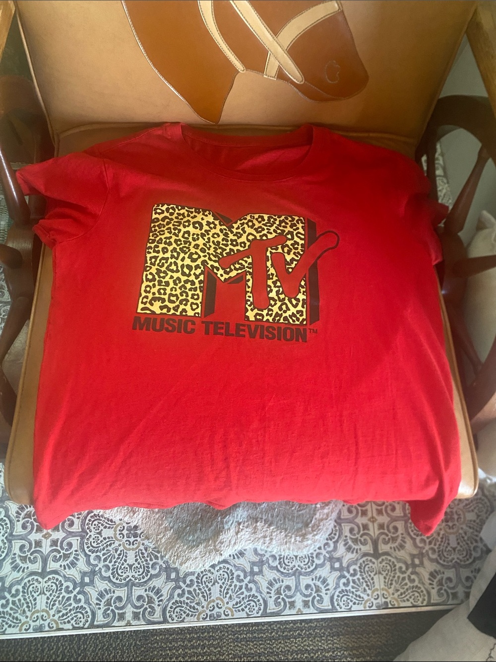 MTV Red Tee with Leopard Logo